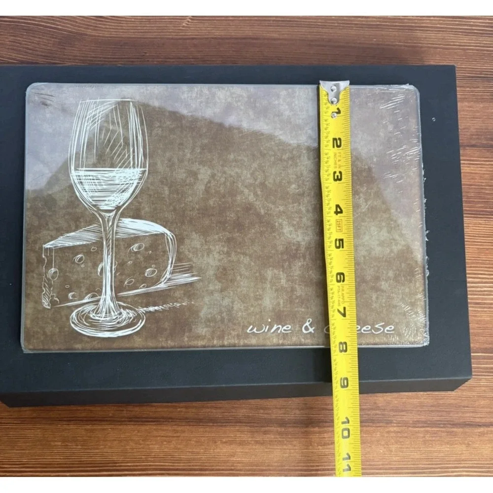 Wine & Cheese Serving Set‎ Glass Cutting Board Knives Tools Gift Set New